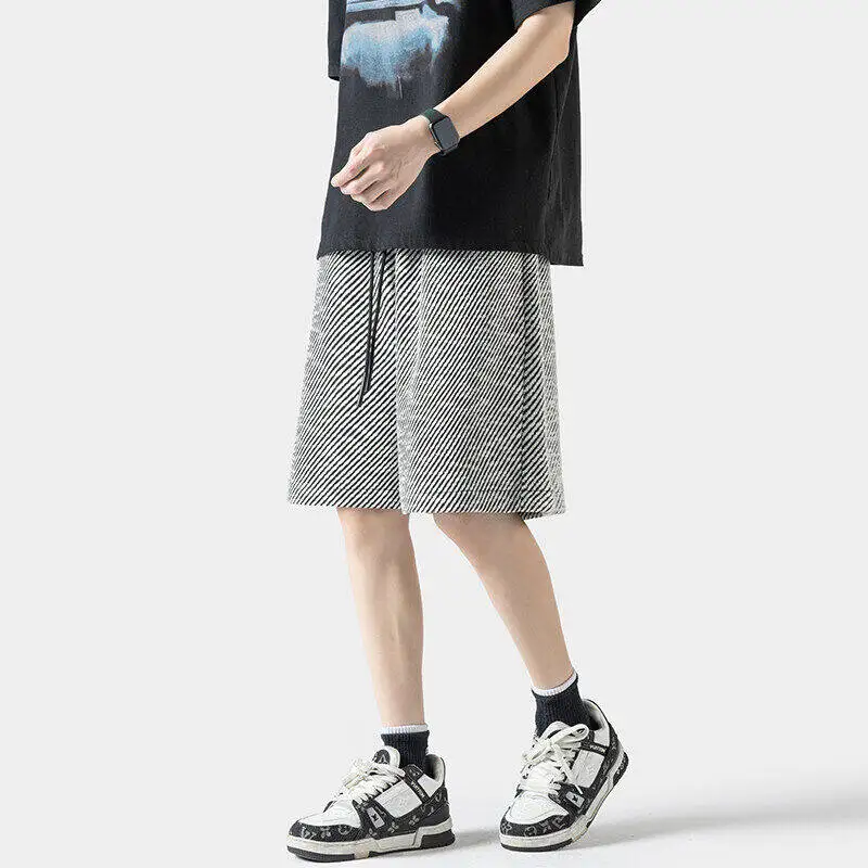 

Летние повседневные шорты, корейские модные мешковатые черные шорты с рисунком, мужские шорты в стиле Харадзюку, новые винтажные свободные шорты для бега Y2k