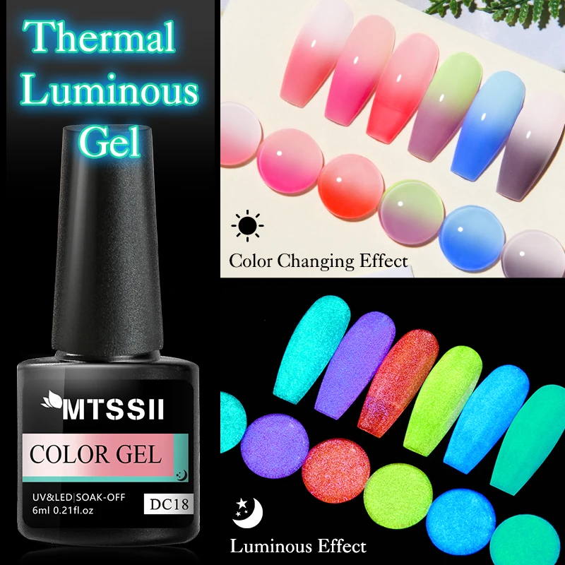 Mtssii 6ml Luminous Thermal Gel Nail Polish 3 Color Changing Chameleon Gel Soak Off Uv Gel Nail Art Glow In Dark Varnish