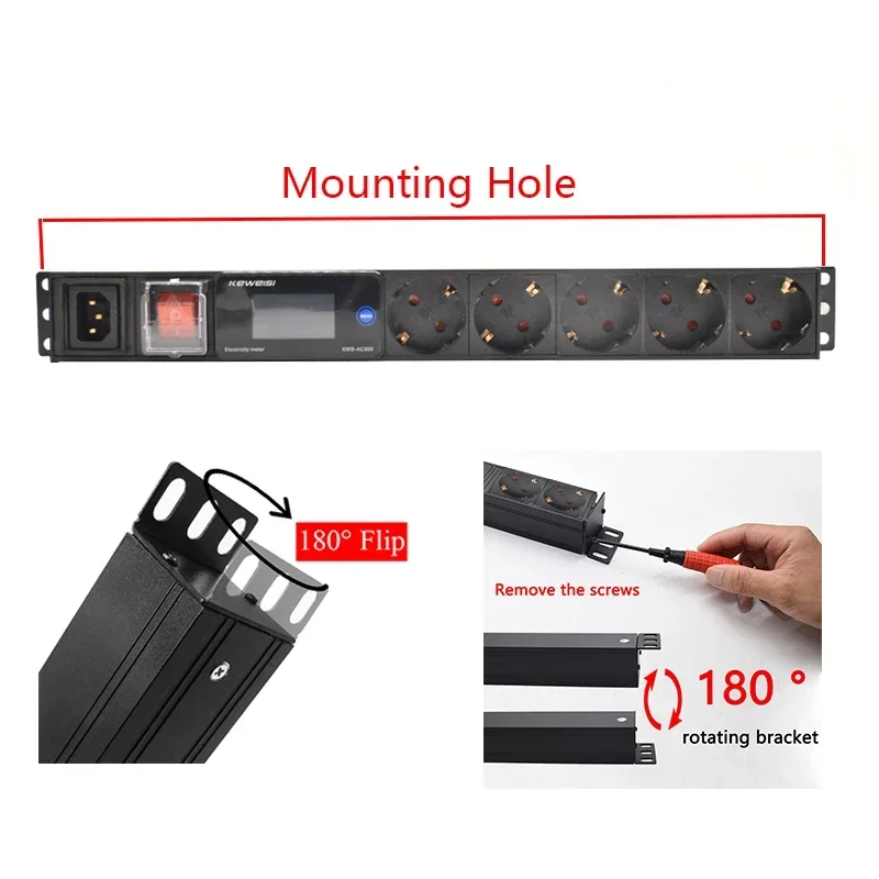 19inch Cabinet Rack Mount PDU Power Strip EU/US/UK C13/Universal Outlet Digital Voltmeter Ammeter Wattmeter C14 interface