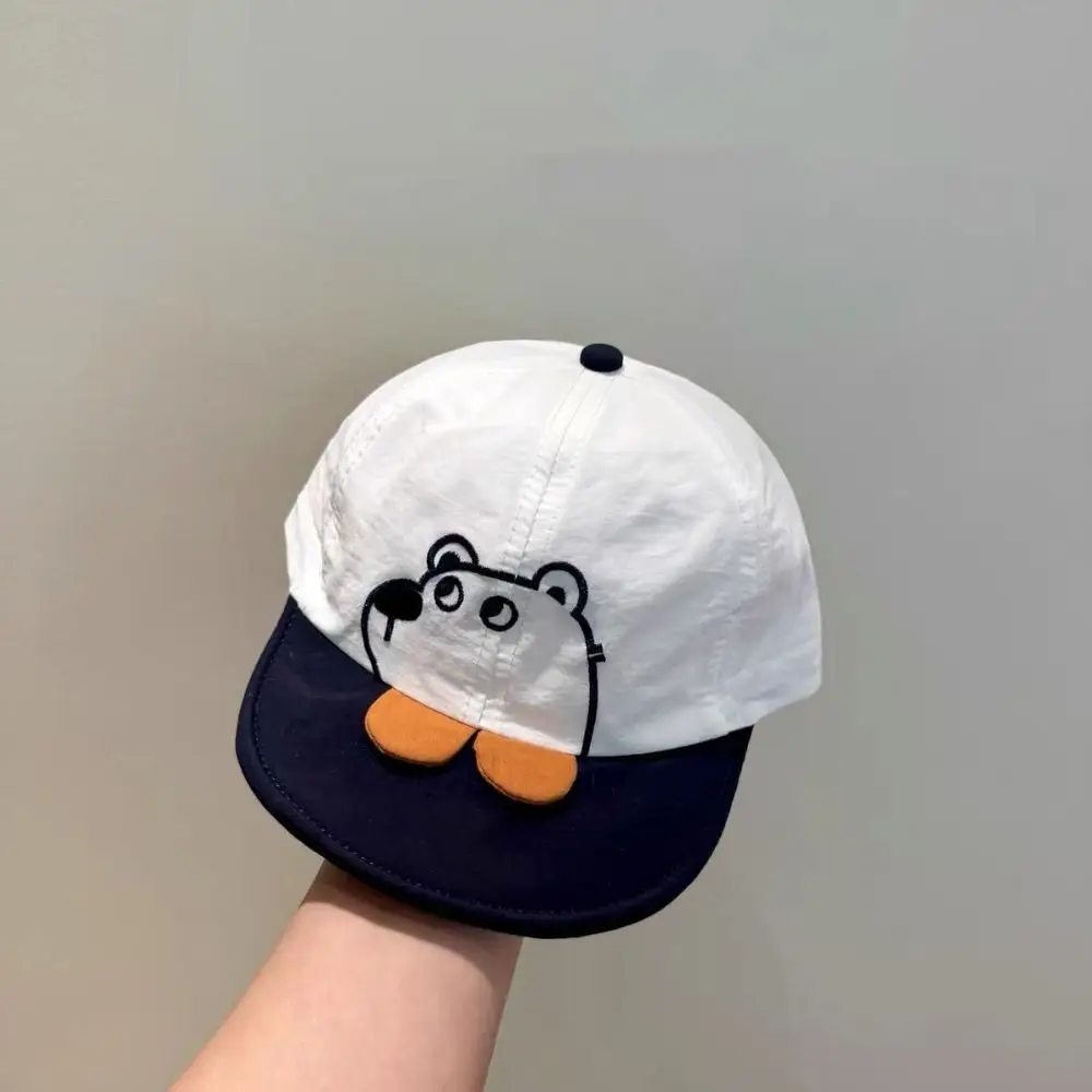 Cappello da bambino orso cartone animato a tesa corta moda Cappello da sole neonato casual ad asciugatura rapida Cappello da sole per neonato in cotone traspirante Ragazzi/ragazze