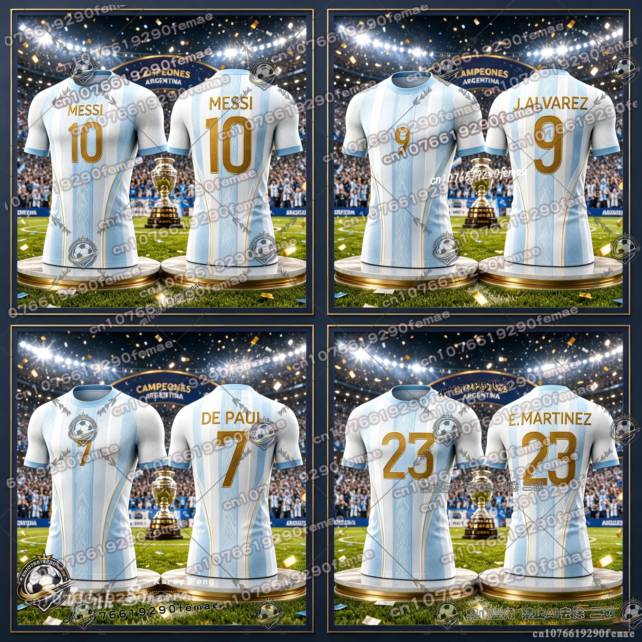 Argentina Soccer Fan Limited Edition Jersey Kids Adults Lightweight Breathable Comfortable Quick Dry Outdoor Sports Top