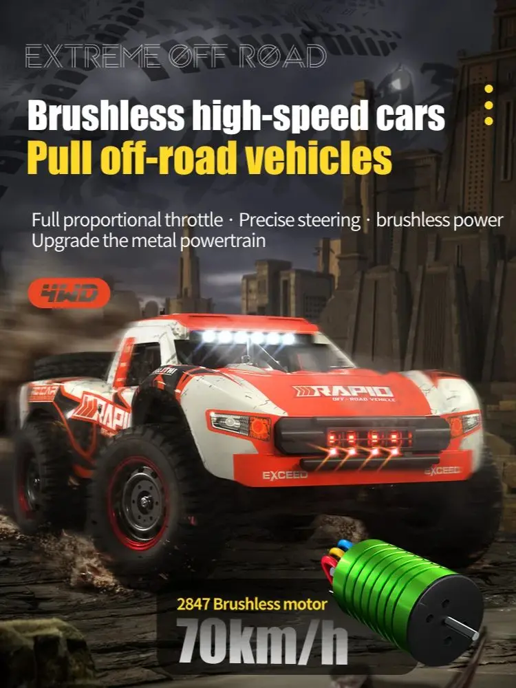 Wltoys Q130 1:14 70 KM/H Hoge Snelheid 4WD RC Auto Met LED Licht Borstelloze Motor Auto's Op afstand bestuurbare Drift Monster Truck Speelgoed - afbeelding 2