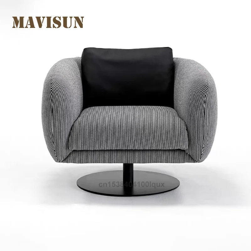 

Modern 70cm Carbon Steel Sofa Chair Living Room Furniture with Swivel Base Comfortable Cushion Contemporary Design sofa chair