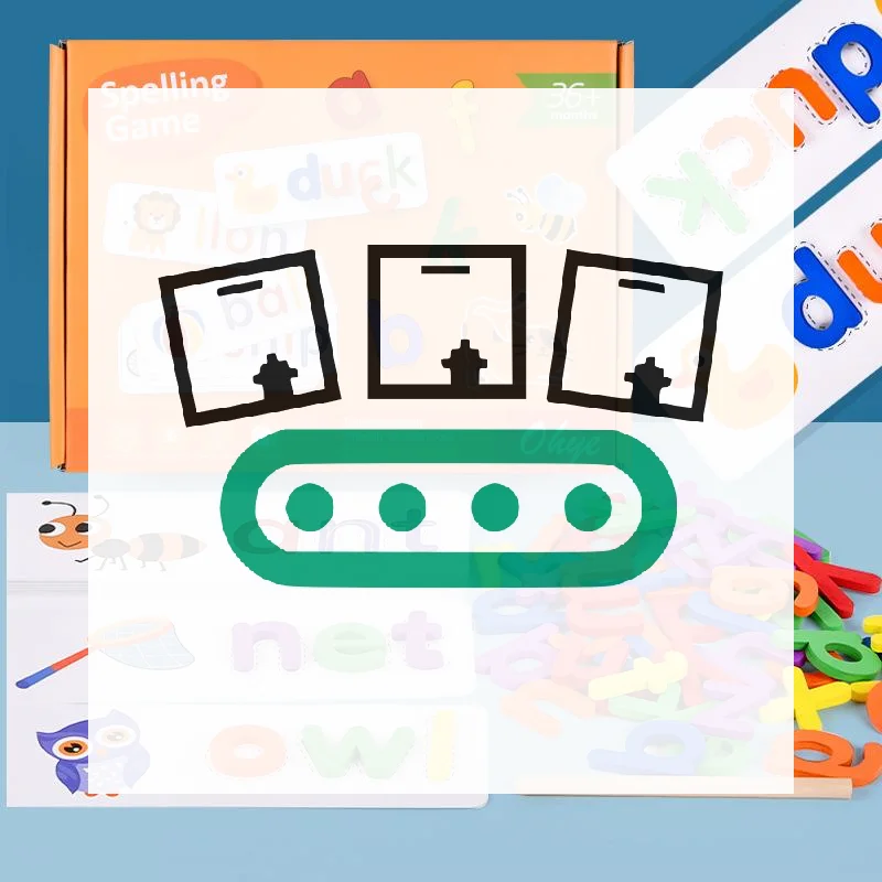 52 قطعة ألعاب ألغاز الأطفال ألعاب مونتيسوري مع 28 قطعة بطاقات التعلم الإنجليزية الأبجدية تهجئة كلمة ألعاب تعليمية خشبية للأطفال #1