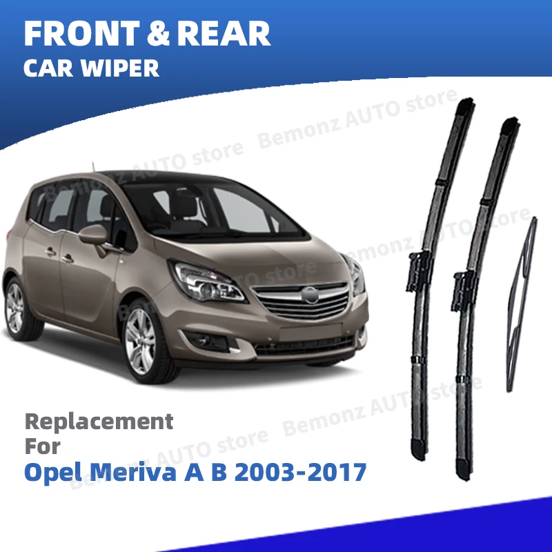LHD Vorne Hinten Scheibenwischerblätter Für Opel Meriva A B 2003-2017 3 stück Windschutzscheibe Fenster Zubehör 2003 2004 2006 2007 2009