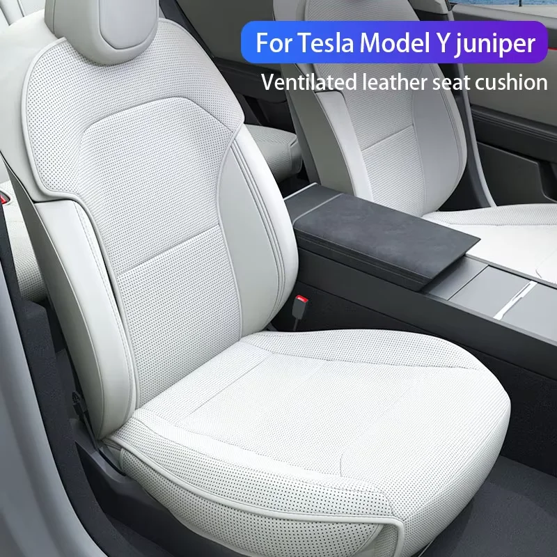

For Tesla Model Y 2025-2026 Juniper Ventilated Leather Seat Cover Cushion - Breathable & Comfortable Interior Accessories