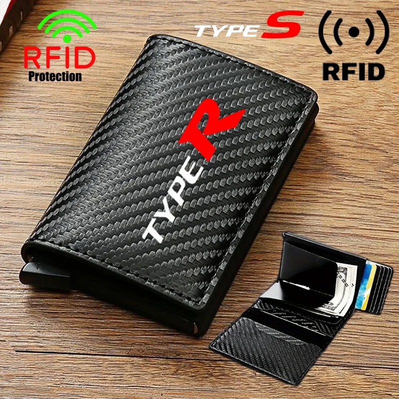 Anti Thief Rfid Credit Card Carbon Fiber Leather PU Men Wallet Gifts For Honda Civic Type R Type S FK8 FK2 FN2 EP3 Accessories