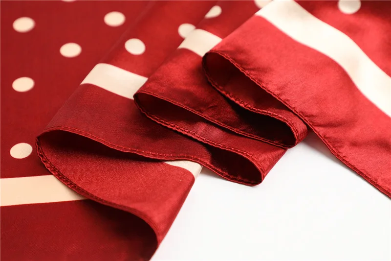 Polka Dot Kopftuch Seide Satin Hals Schal Für Frauen Drucken Hijab Schals Weibliche 90*90 cm Quadratische Tücher und Wraps Schals Für Dame – Detail 12