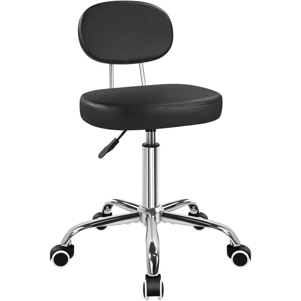 

Home Oice Chair Rolling Stool with Swivel Wheels Adjustable Height Work Chair Matte PU Leather Drating Stool Chair with Backrest