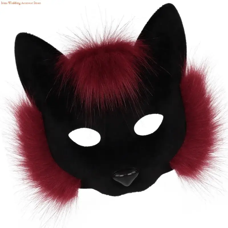 G92D Practical Half Face Foxes Cosplay Accessory Comfortable Wear Face Prop For Halloween Cosmetics Carnivals