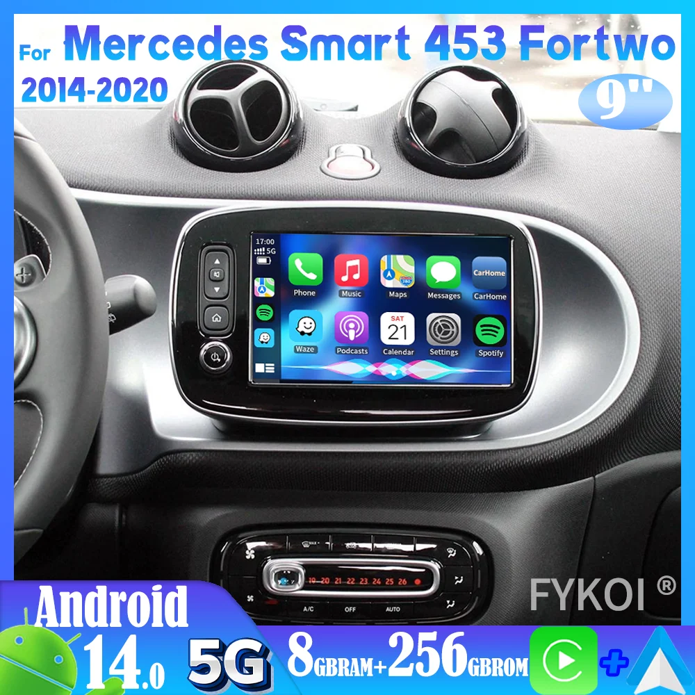 

Android 14 CarPlay Wirreless For Mercedes Smart 453 Fortwo 2014-2020 Car Intelligent Systems Radio Touch Screen 4G Video Player