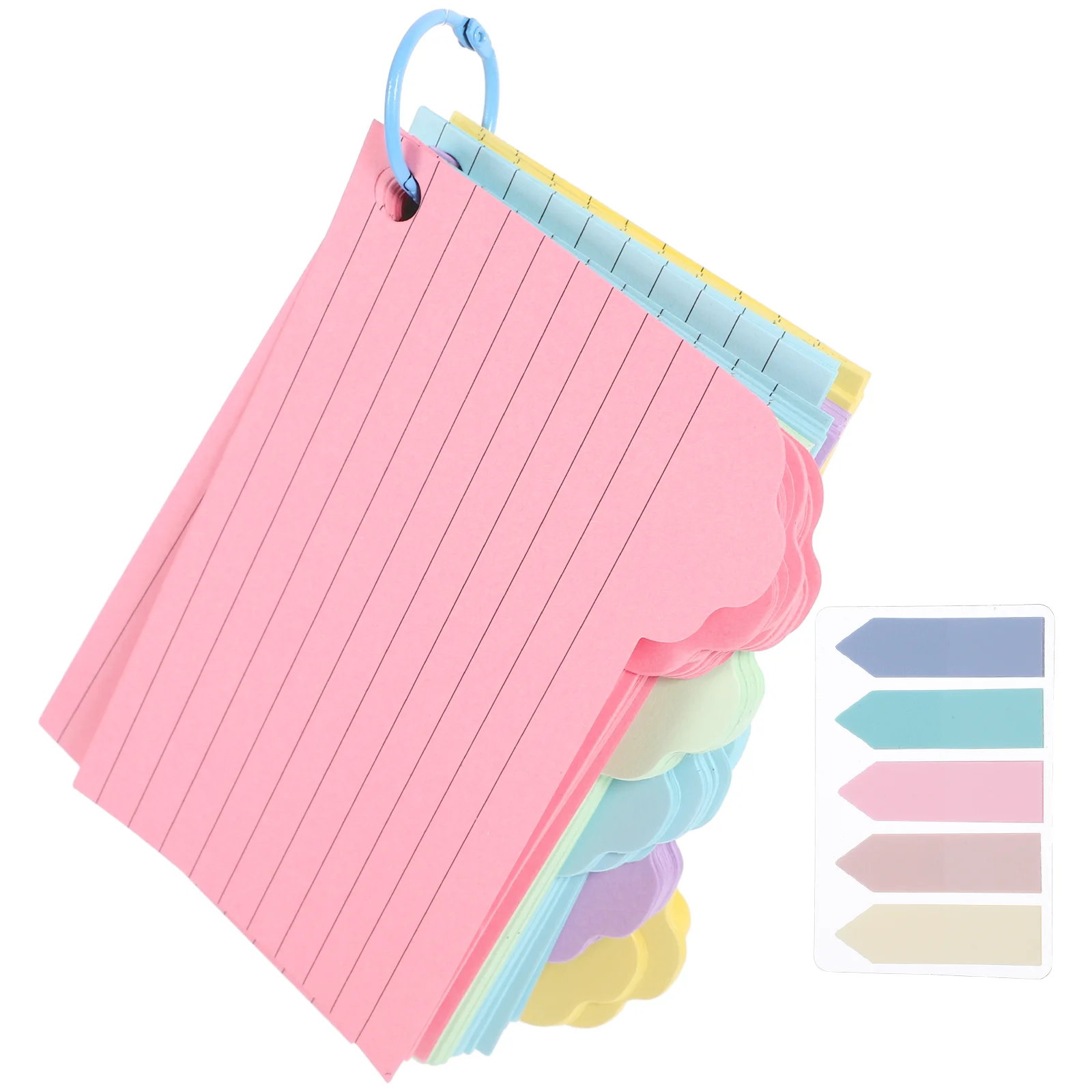 Index Card Notes Pocket Blank Cards Notepads Simple Style Memo Words Flashcards Pre Hole Punched with Binder Portable