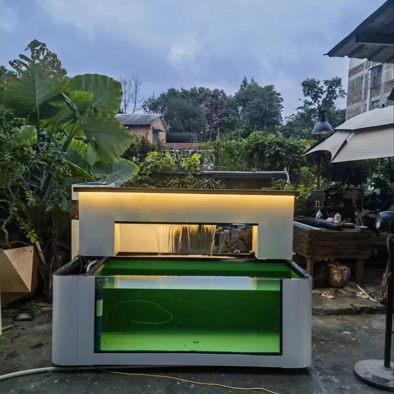 Mistech Luxury Eco-Friendly Transparent Rimless Stainless Steel Aquarium Pond Viewing Window 6000L Outdoor