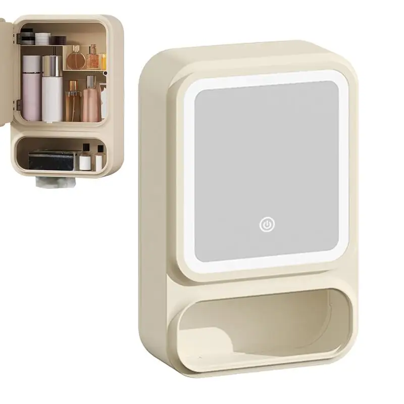 

Bathroom Cabinet Wall Mount Bathroom Mirror With Storage Organizer Storage Organizer With LED Lights Magnetic Door Tissue
