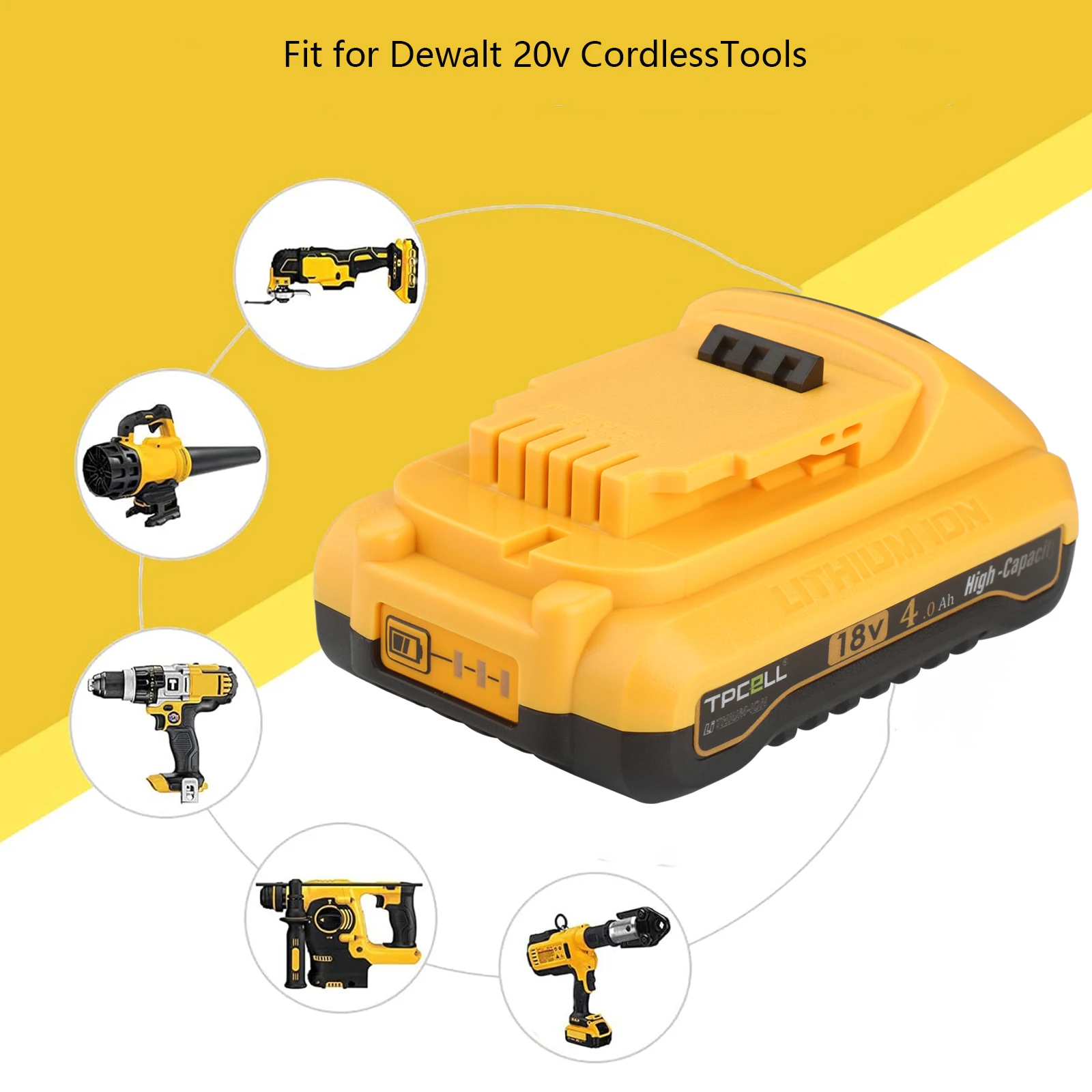 TPCELL 4.0Ah For DeWalt 20V Battery 21700 Cells DCB204 Replacement Battery Compatible With For Dewalt 18V/20V Tools Battery