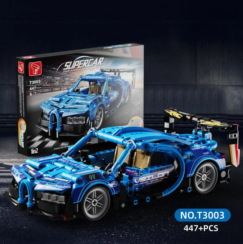 كتل التراص T3003 Lanbo Gini Bao Shi Jie سيارة رياضية للأطفال لغز لتقوم بها بنفسك تجميع بناء الالعاب العملاقة متوافق مع ليغو