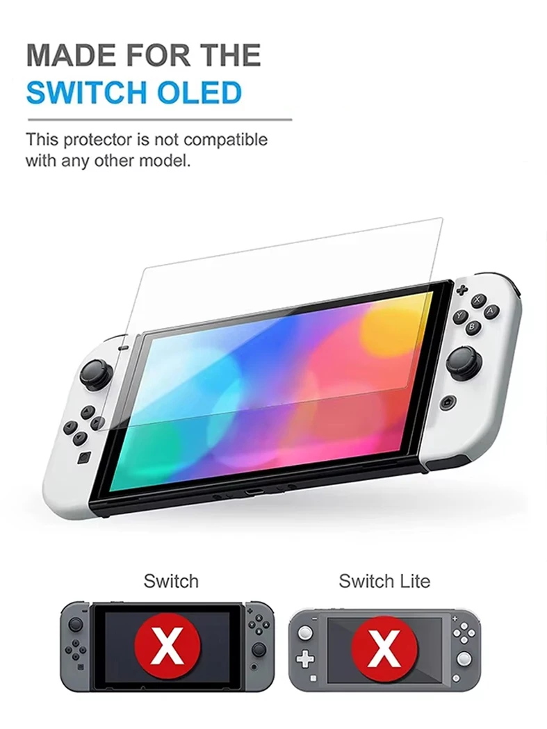 DATA FROG 2PCS Tempered Glass Screen Protector Compatible Switch OLED 9H HD Clear Glass Film for Switch OLED