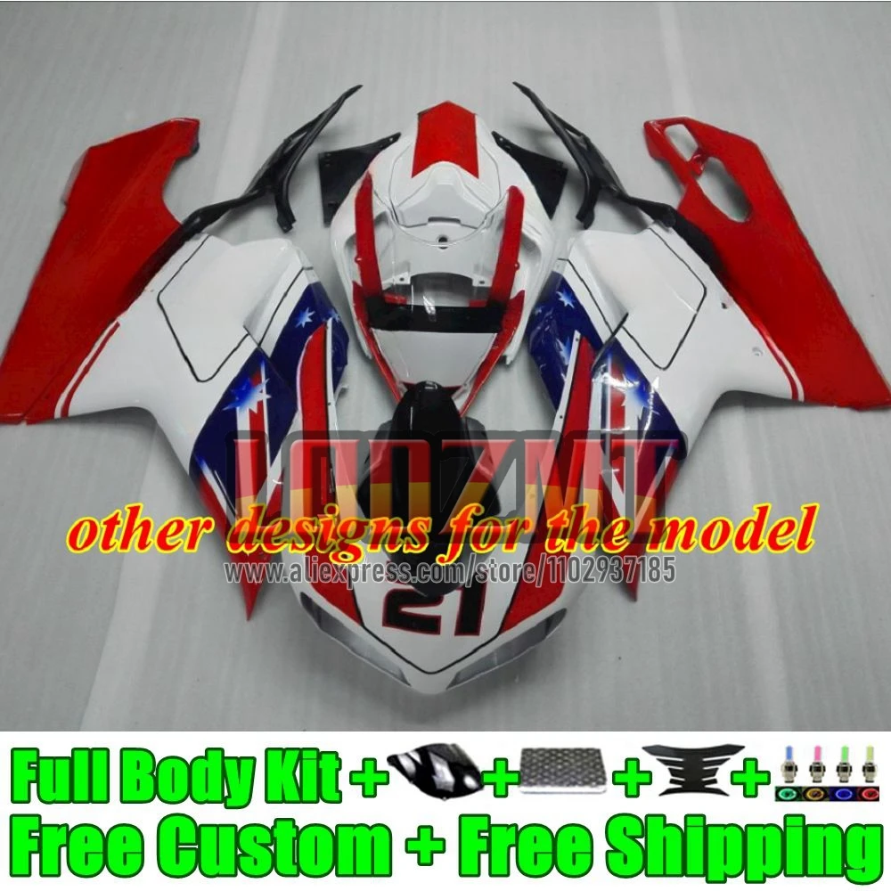 Injection For DUCATI white glossy 848 1098 1198 S R 24No.14 848S 2007 2008 2009 2010 2011 2012 1098R 07 08 09 10 11 12 Fairings