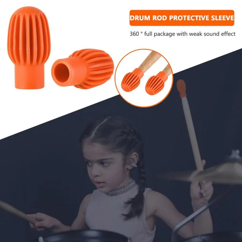 4/2PCS Drum Mute Silicone Sleeve Weaker Silencer Practice Tips Drumstick Head Rubber Sleeve