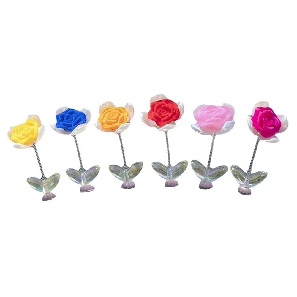 6 Pcs/Set Rose Car Decoration Miniatures Creative Cute Auto Interior Ornament Cartoon Resin Car Ornaments