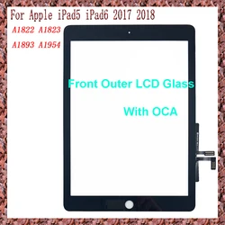 Dla Apple iPad5 iPad6 iPad 5 iPad 6 5. 6 2017 2018 A1822 A1823 A1893 A1954 Ekran dotykowy Digitizer Czujnik Zewnętrzny szklany panel