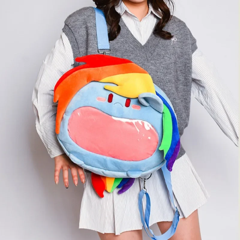 My Little Pony Plush Backpack Cartoon Rainbow Dash Itabag Large-capacity Badge Storage Anime Peripherals Girls\' Holiday Gifts
