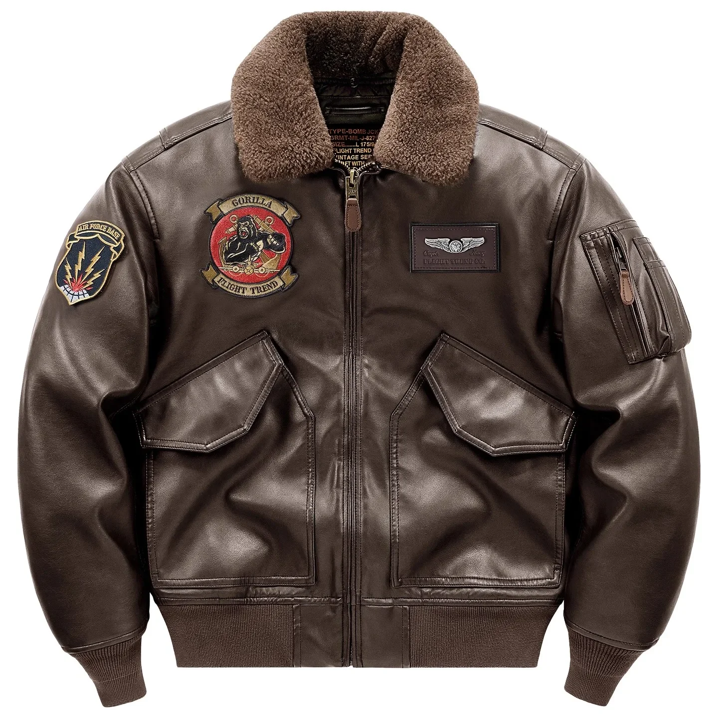 

Мужская новая зимняя летная куртка из искусственной кожи с меховым воротником в стиле ретро, мотоциклетный стиль, утолщенный ватный диск, пальто с вышитым значком