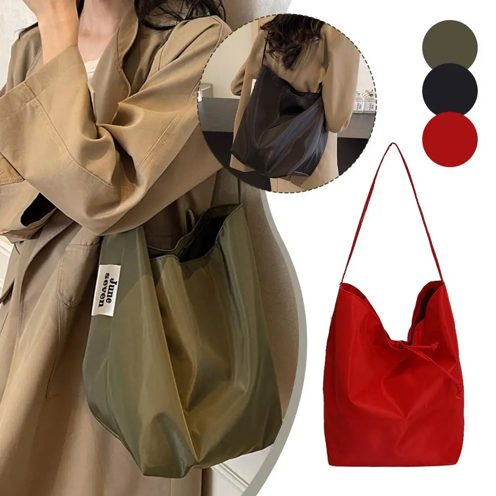 Drawstring Shoulder Tote Bag Large Capacity Casual Hobo Bag Lightweight Water-Resistant Crossbody Shopper Bag for Daily Use