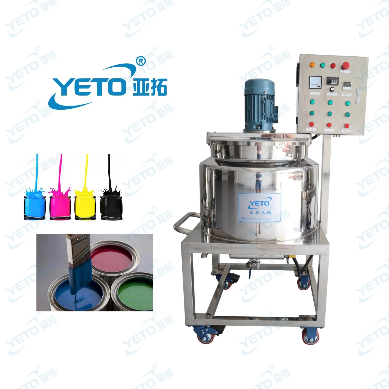 

Yeto High Speed Toothpaste Dispersing Mixing tank Heating Agitator Ink Making Equipment Paint Wax Product Heating Blender