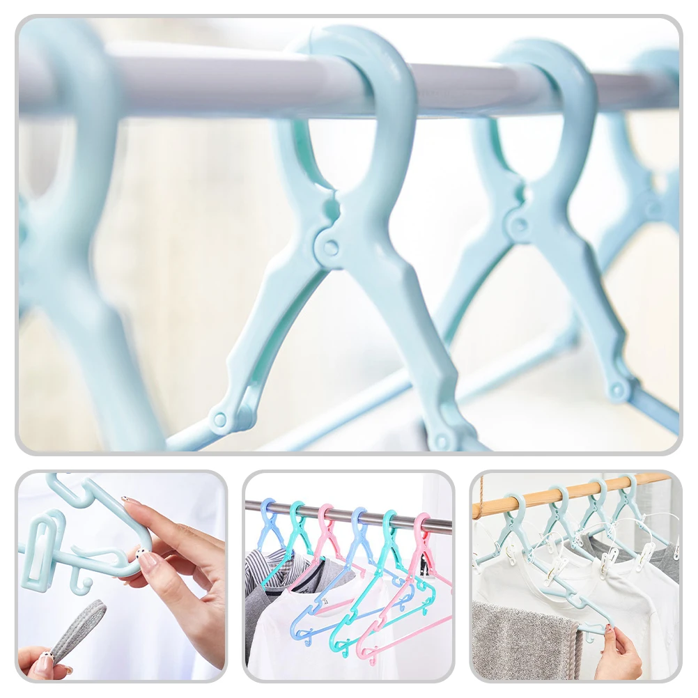 

5 Pcs Windproof Clothes Hanger Heavy Duty Hangers for Clothing Coat Fold Drying Multiple Shirts Plastic Pants