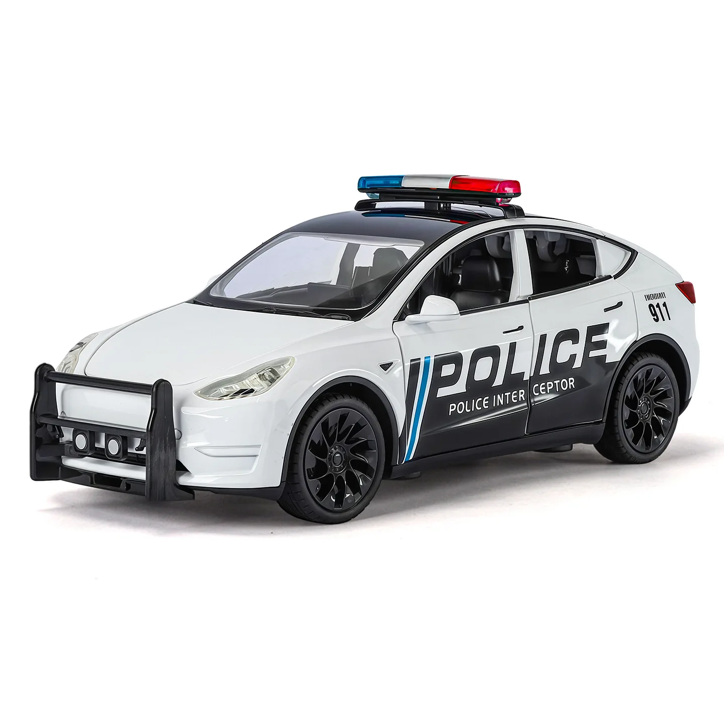 Modèle de voiture de Police en alliage 1:24, nouveau modèle d'énergie avec pile de charge, son et lumière, modèle de pendule rétractable