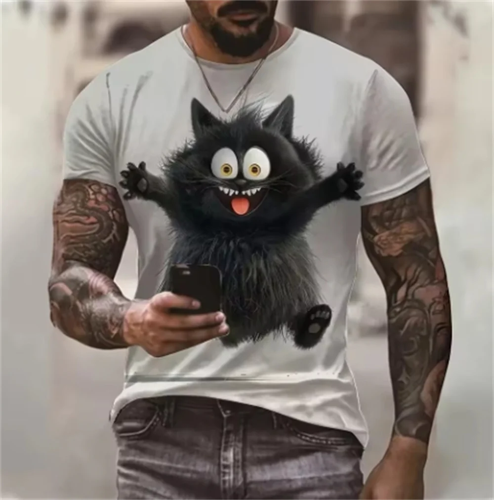 Fun 3D animal print T-shirt men's street trend Harajuku clothing casual round neck short sleeve fashion cross-border