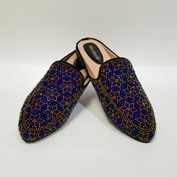 2024 Newest Women's Rhinestone Slippers Comfortable Lady Muller Shoes Flat Half Slippers Women Casual Shoes Party Shoe F4-1120-1