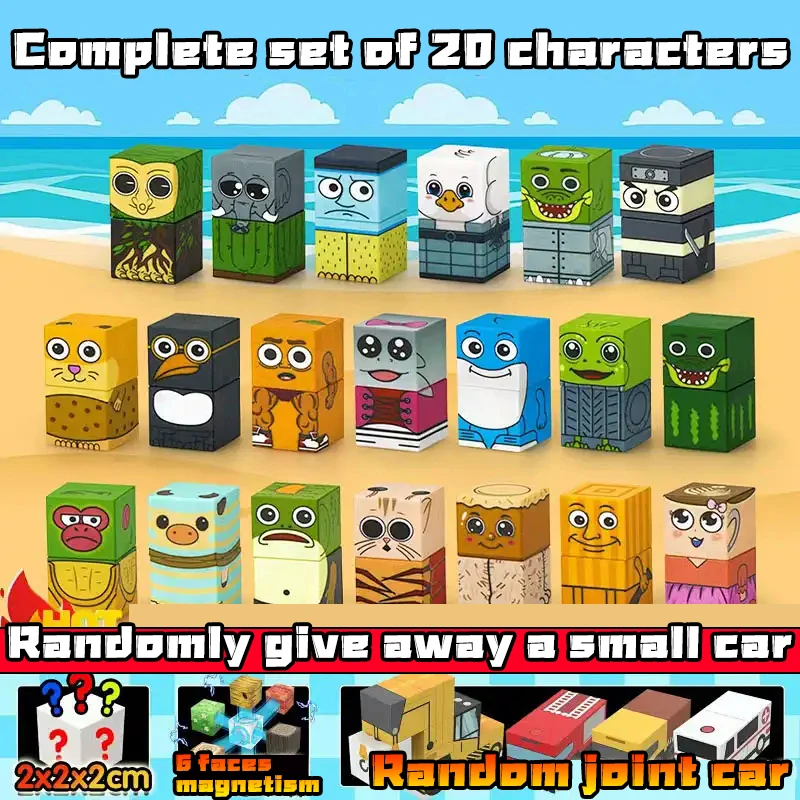 2025 New Brainrot Magnetic Building Blocks Italian Style Tung Sahur Tralalero Figures, DIY Educational Kids Toys Children gift