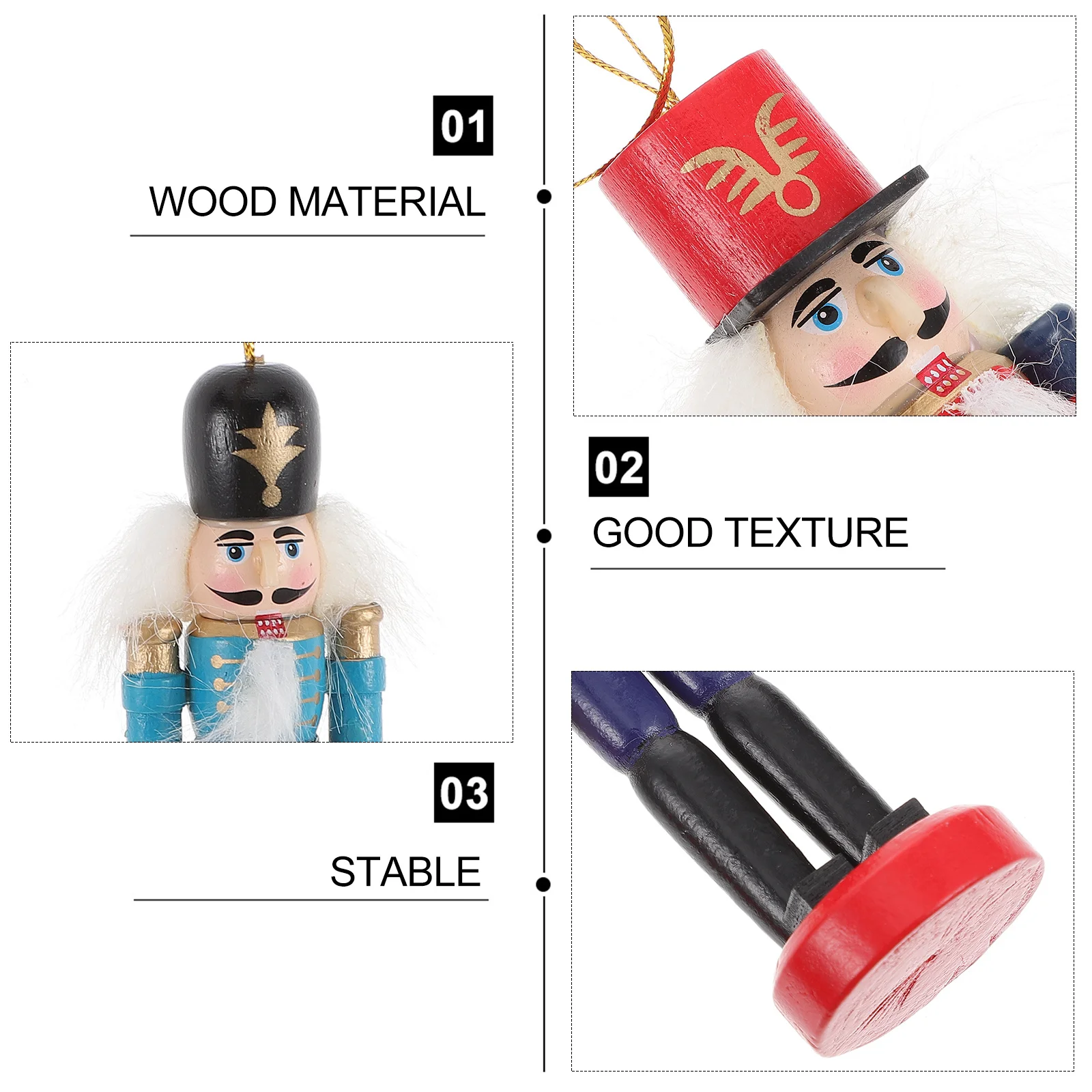 

1 set 1 Set Wooden Nutcracker Soldier Figurines Desktop Ornament Puppets Decor For Kids Gift Walnut Craft