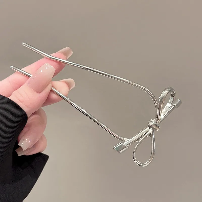 Minimalist Metal Style Bow Hairpin With High-end Hairstyle Embellishment Workplace Styling Art Exhibition Temperament Item image 2