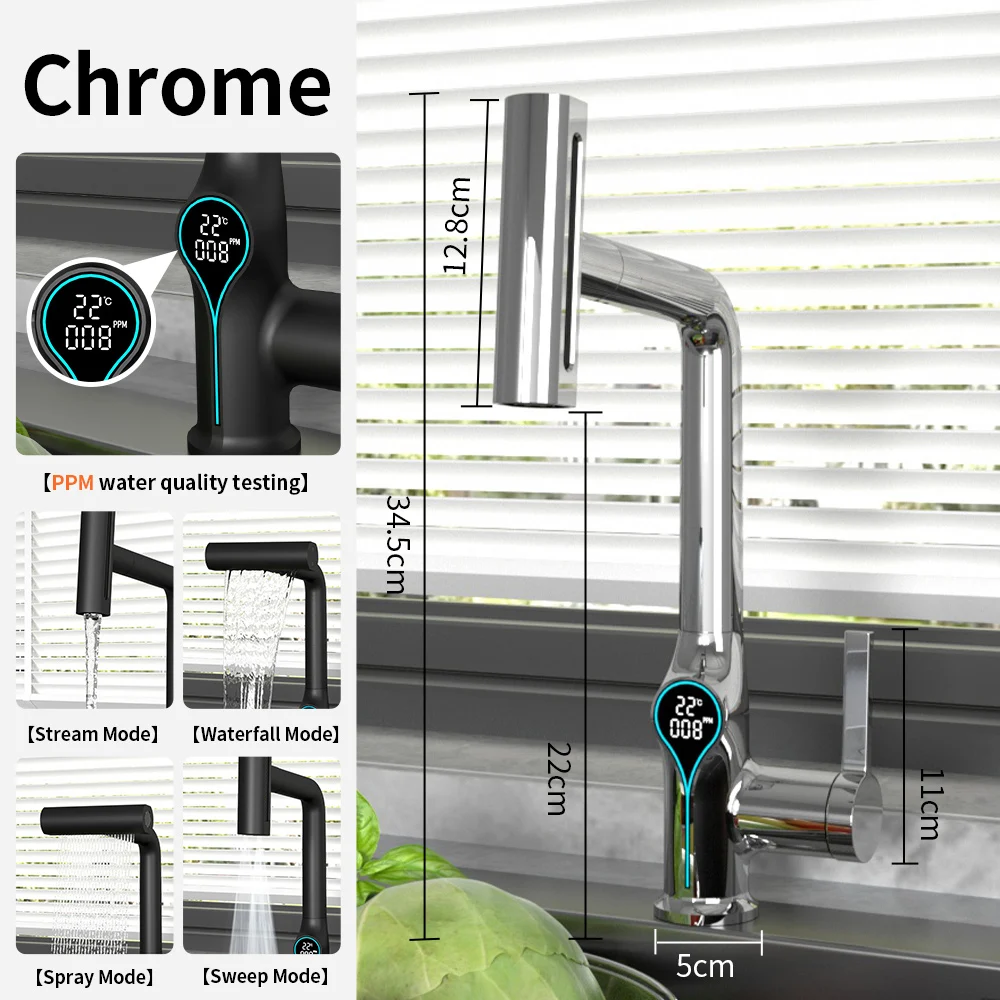 NONE Wasserfall Temperatur Digital Display Becken Wasserhahn Lift Up Down Stream Sprayer Heißes Kaltes Wasser Waschbecken Mixer Waschen Wasserhahn Für Badezimmer 10
