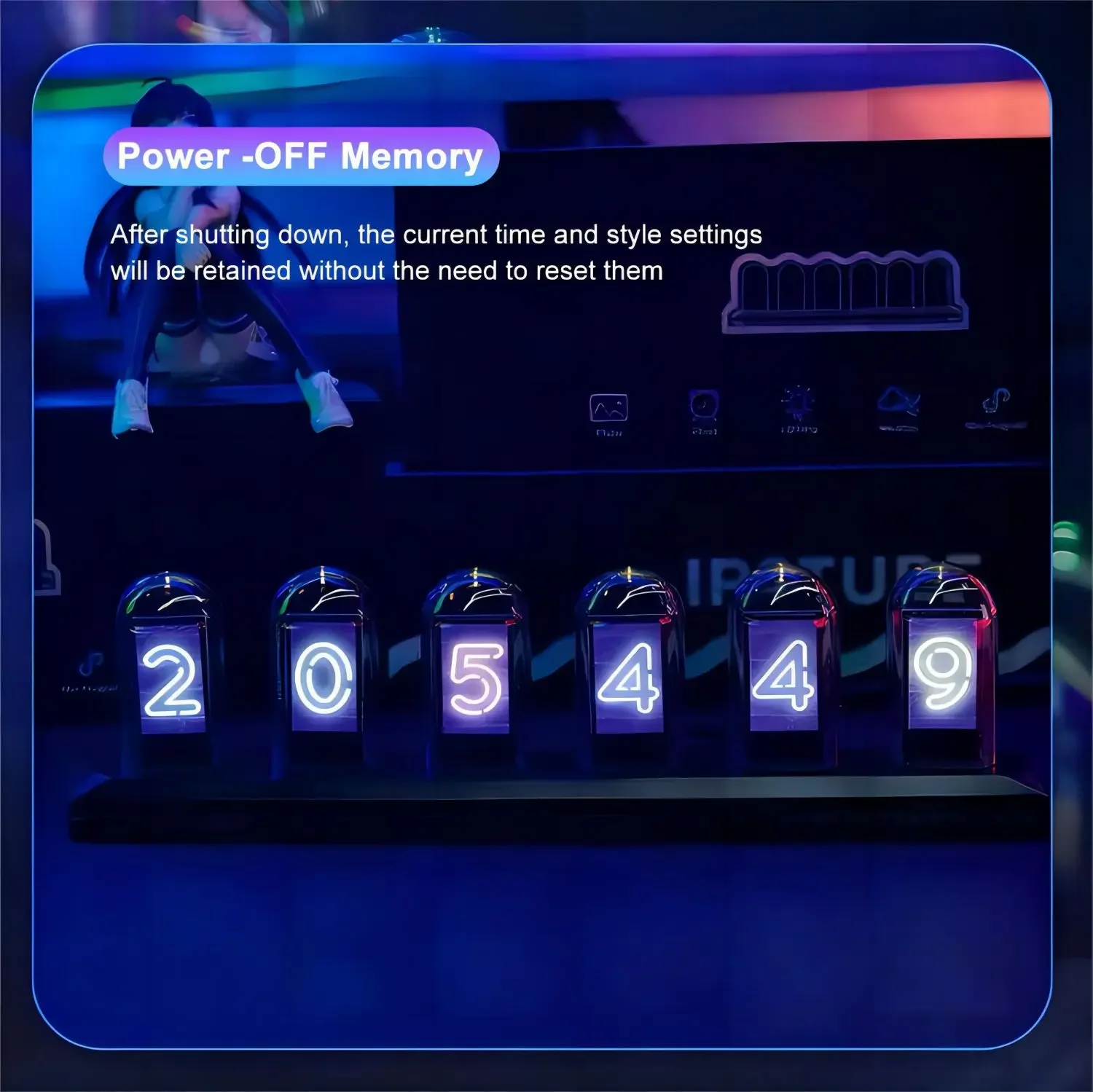 RGB Nixie Röhrenuhr LED leuchtet IPS Farbbildschirm DIY analoge digitale Röhre Nachtlichter Gaming Desktop Home Dekoration Geschenkidee