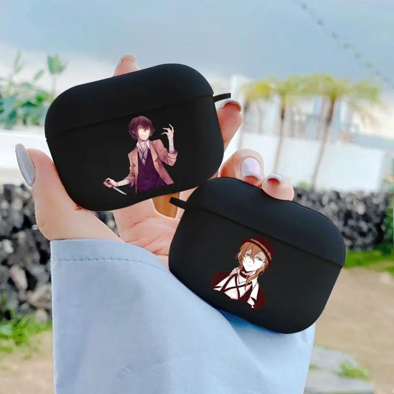 Anime Bungou Stray Dogs Dazai Osamu Earphone Case For AirPods 1 2 3 Pro Black Soft silicone wireless Bluetooth headphone case