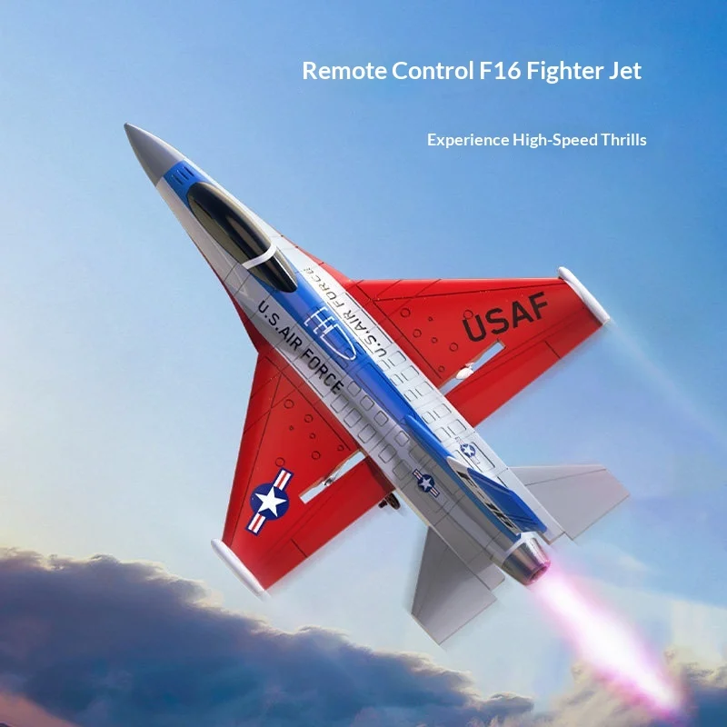 Oulans Remote Control F16 Fighter Airplane 2 Channel Fixed Wing Model Aircraft With Flight Controller Navigation Light 76204