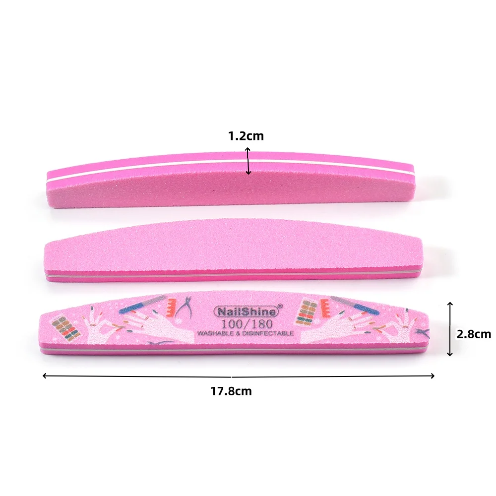 5/10 قطعة اليد المطبوعة المهنية ملف الأظافر الإسفنج ملف تلميع طحن هلام الملمع الجير مانيكير مسمار أدوات 100/180 حصى #6