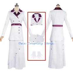 Rose Cosplay Anime Titanices DeWitt Bukater Cosplay Costume Coat Dress White Uniform Set Halloween Party Outfit for Women