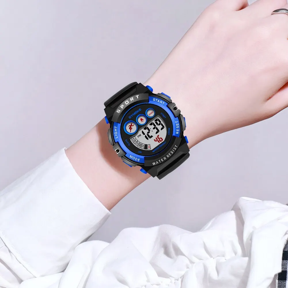 SYNOKE Student Sport Watches For Kids Colorful Electronic Watches Waterproof Clock Children Digital Watch For Boys Girls