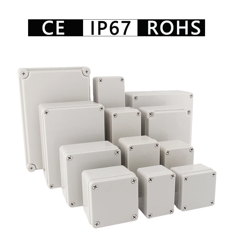 IP67 Gray/Transparent Cover Outdoor Waterproof Junction Box ABS Plastic Enclosure Screw Cable Sealed Cases for Electronics
