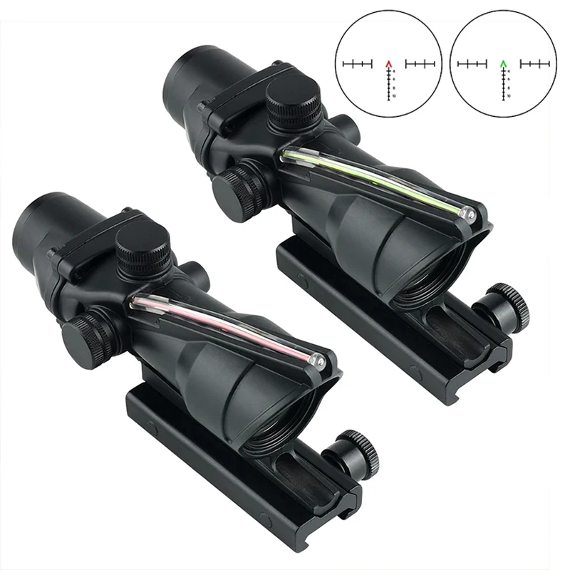 

ACOG 4x32 Red Green Fiber Illuminated Scope Optics Reflex Sight Outdoor Hunting Compact Metal Riflescope Tactical Accessory