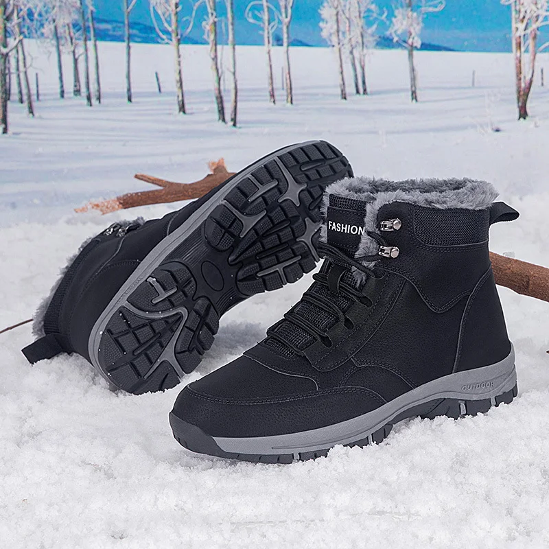 Men's Winter Snow Boots woman's Waterproof sneakers Super Warm Men's Boots Outdoor Men Hiking Boots Work Travel Shoes Size 37-47