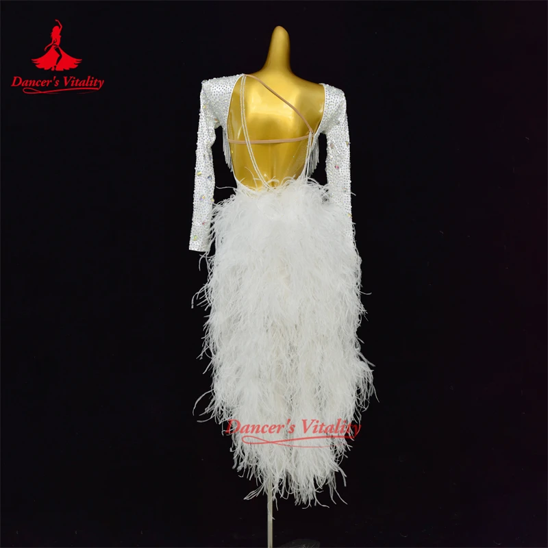Latin Dance Competition Uniform Senior Luxury Rhinestone Feather Tassel  Dress Tango Samba Rumba Professional Performance Costume - AliExpress  200000532