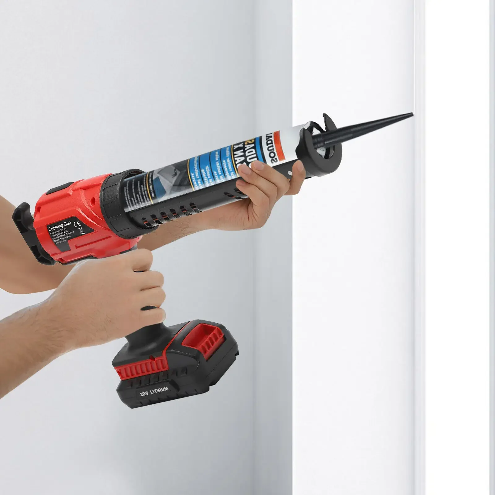 

Cordless Electric Caulk Gun 20V Max Lithium Battery 4 Speed Adjustable 661lbs Thrust for Sealing Adhesive Application