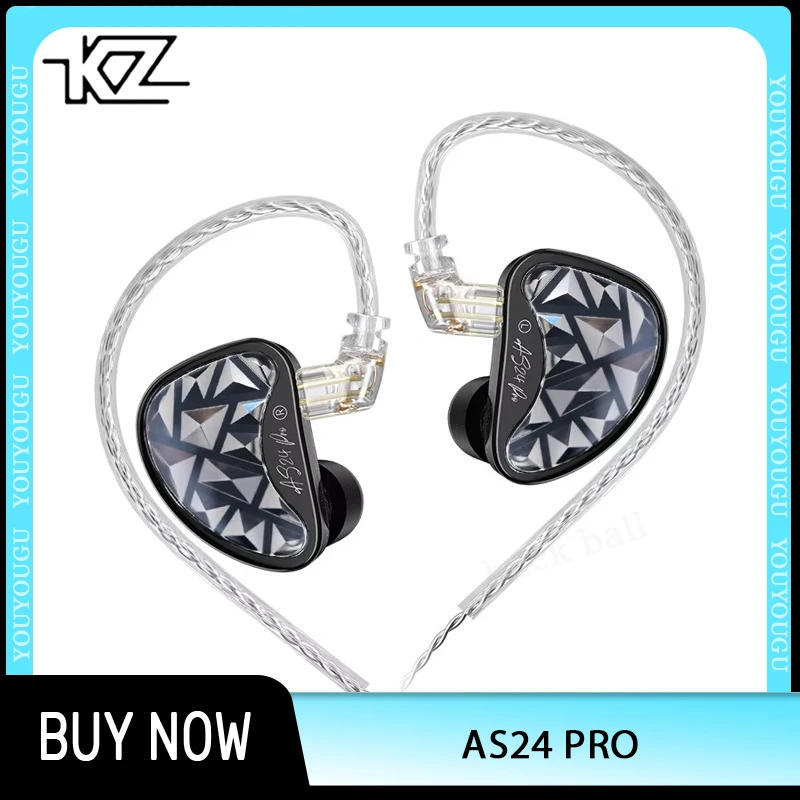 KZ AS24 PRO Wired Earphone HIFI Tunable Balanced Armatured Headphone Professional In-ear Earbuds Custom PC Gamer