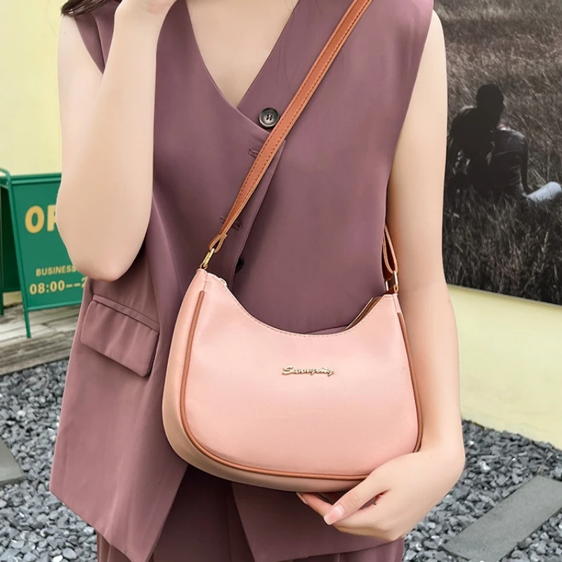 Contrast Color Underarm Bag Ladies Handbag Women\'s High-Grade Messenger Bag Women Korean Style Shoulder Bag